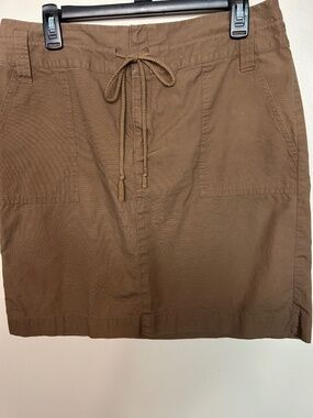 Liz & Co Brown Cotton Ripstop Utility Cargo Mini Skirt Size 12 Gorpcore Y2K
